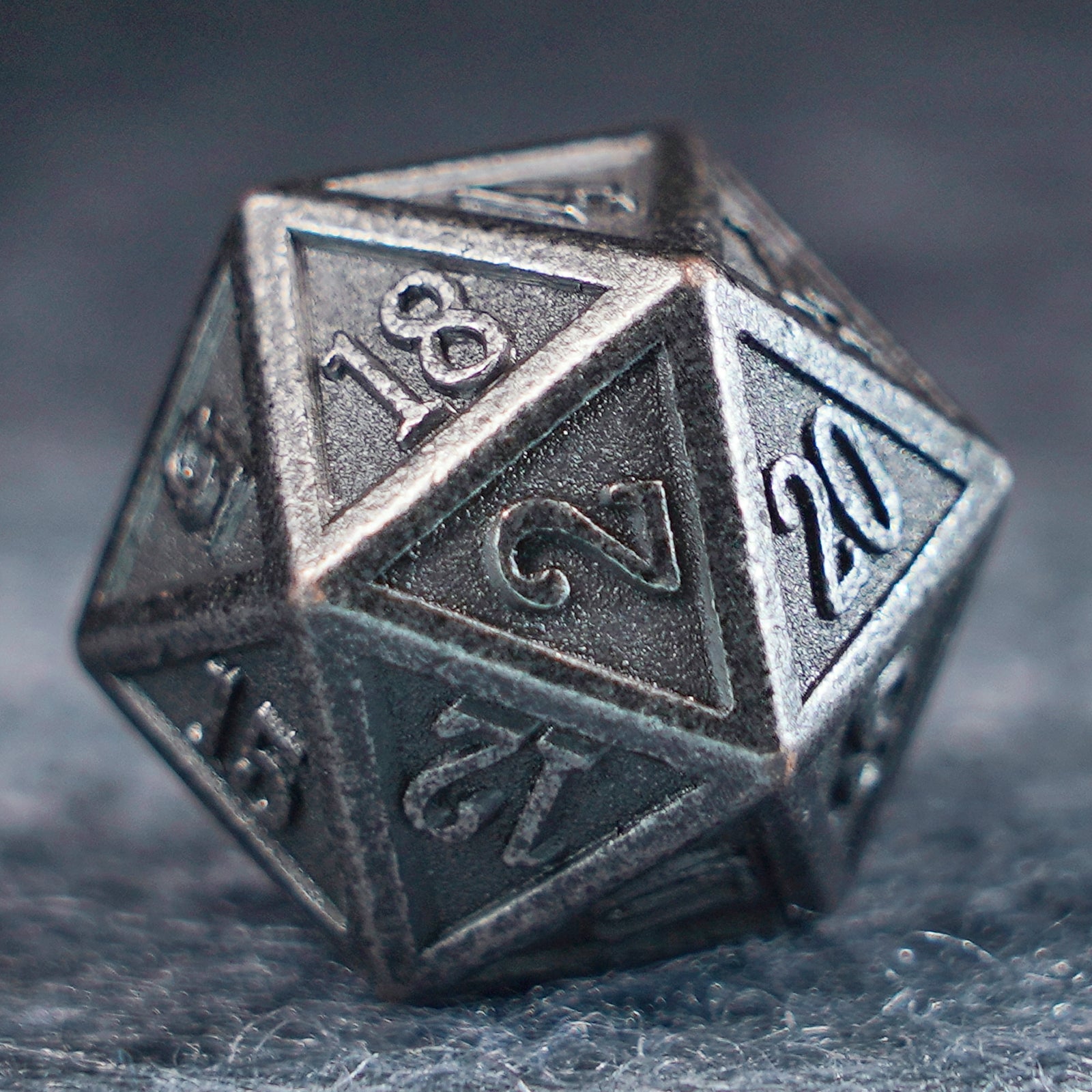 Battle-Worn Classic Aged Silver Metal Dice Set