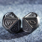 Battle-Worn Classic Aged Silver Metal Dice Set