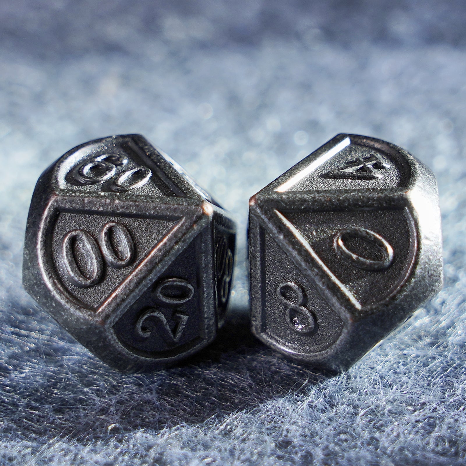 Battle-Worn Classic Aged Silver Metal Dice Set
