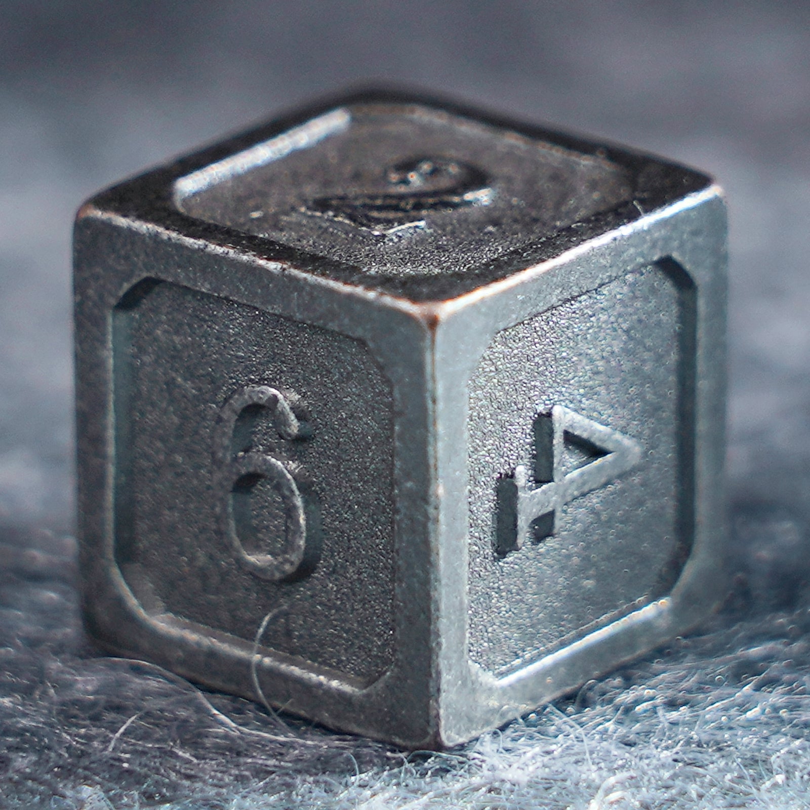 Battle-Worn Classic Aged Silver Metal Dice Set