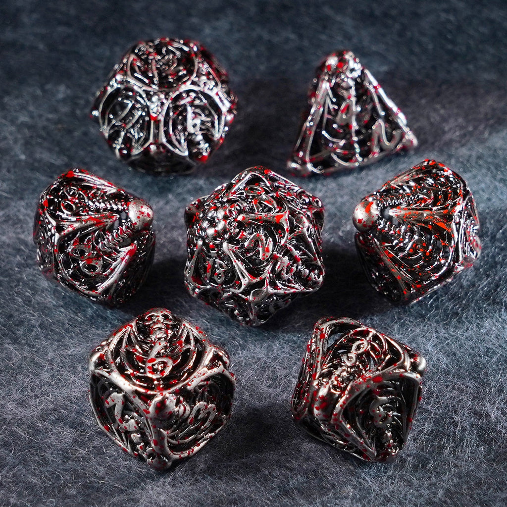 Bloodthirsty Bat Hollowed Metal Dice Set