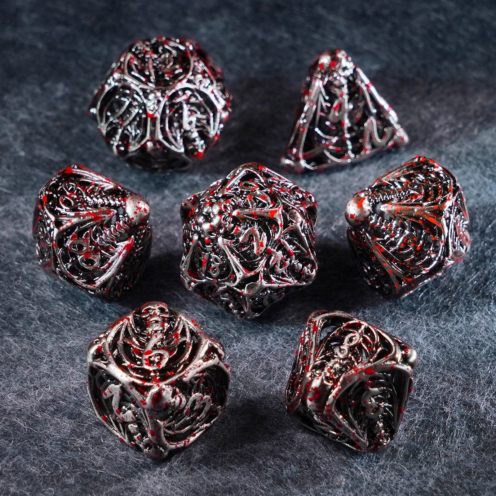 Bloodthirsty Bat Hollowed Metal Dice Set