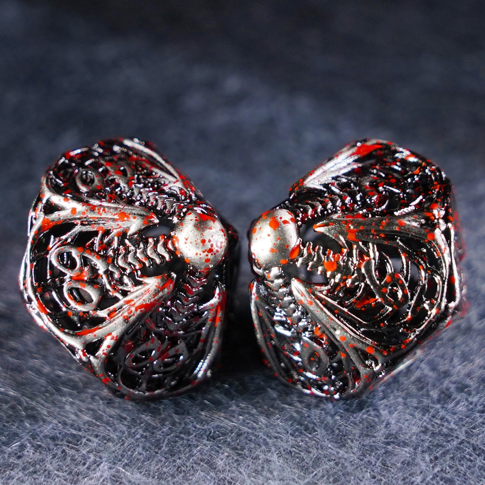Bloodthirsty Bat Hollowed Metal Dice Set