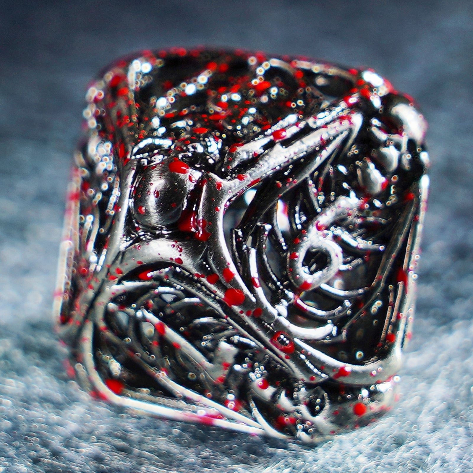 Bloodthirsty Bat Hollowed Metal Dice Set