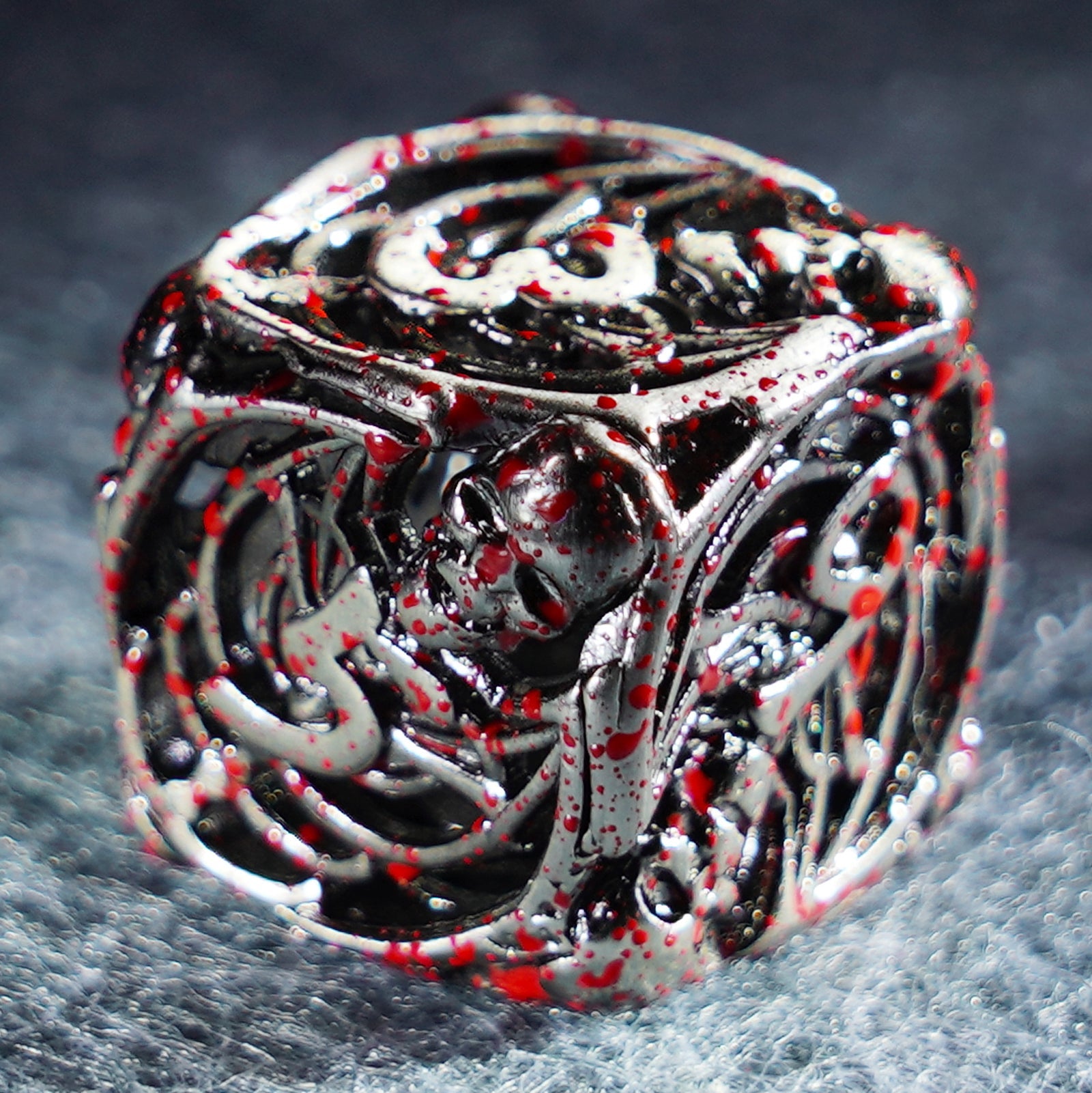 Bloodthirsty Bat Hollowed Metal Dice Set