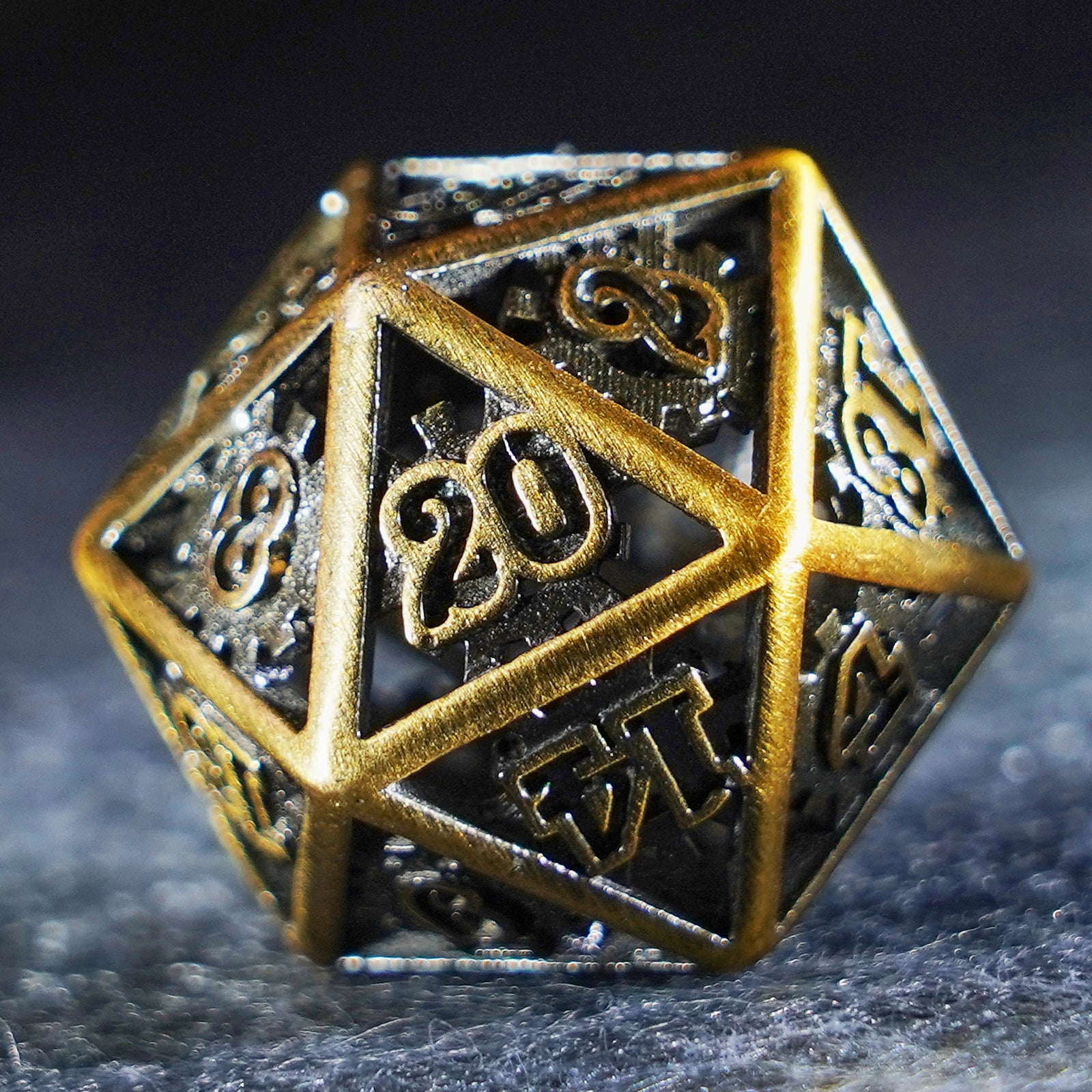 Chronomancer Gold Hollowed Metal Dice Set
