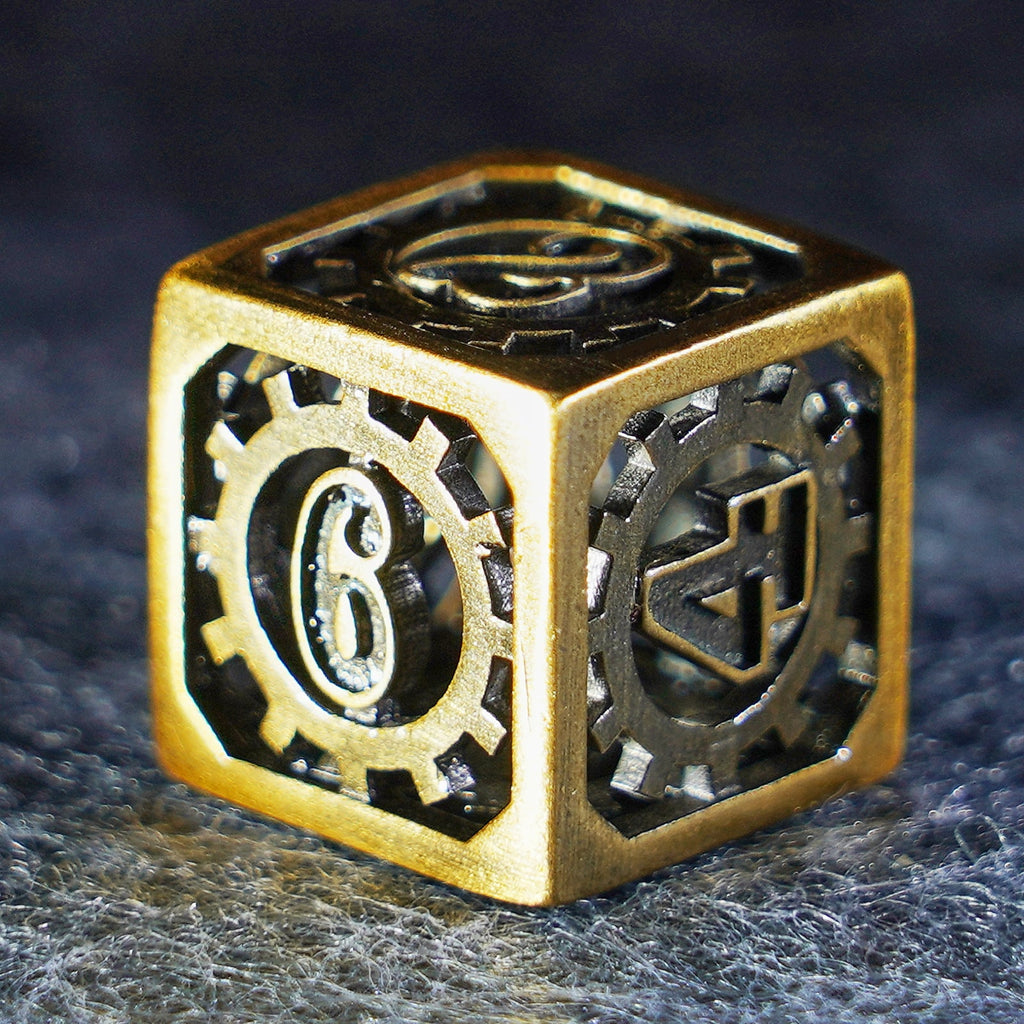 Chronomancer Gold Hollowed Metal Dice Set