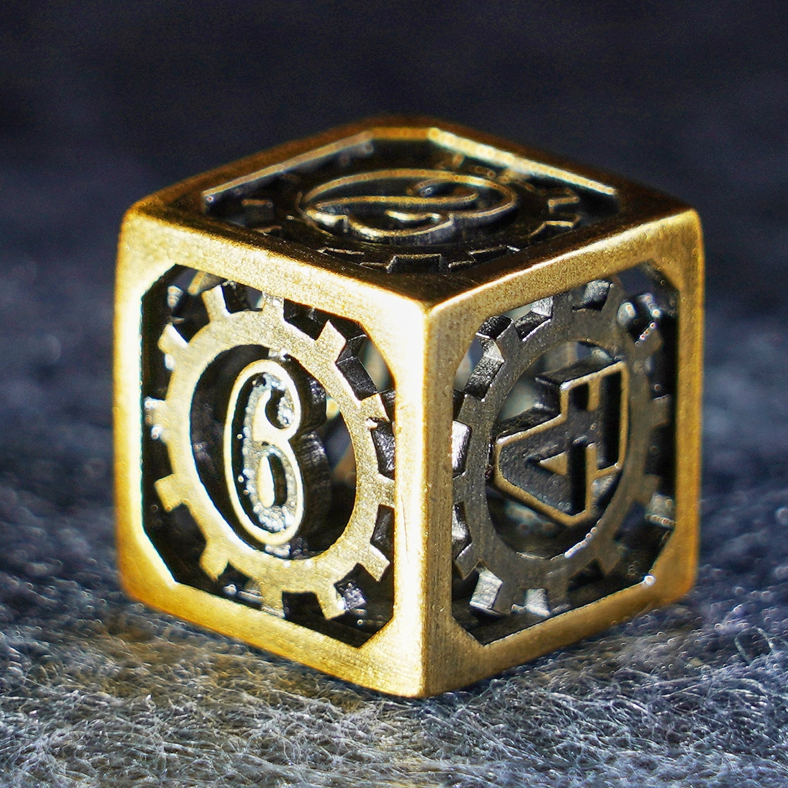 Chronomancer Gold Hollowed Metal Dice Set