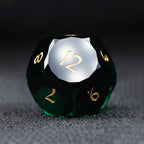 Deep Green Multi-faceted Prism Glass Engraved Dice Set