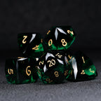 Deep Green Multi-faceted Prism Glass Engraved Dice Set