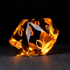 Deep Orange Multi-faceted Prism Glass Engraved Dice Set