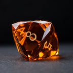 Deep Orange Multi-faceted Prism Glass Engraved Dice Set