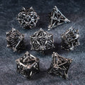 Floral Wings Hollowed Silver Metal Dice Set