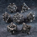 Floral Wings Hollowed Silver Metal Dice Set
