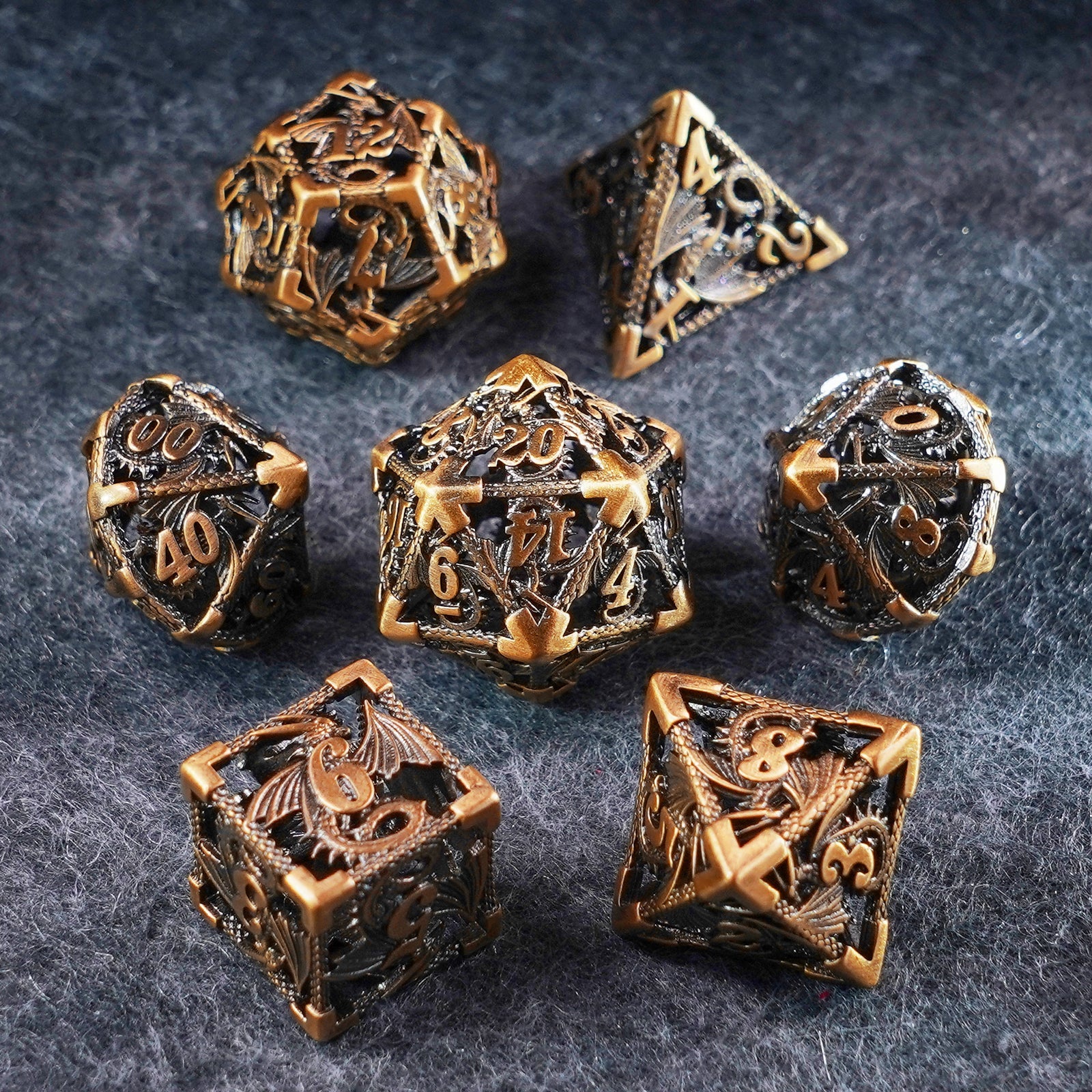 Golden Holy Dragon Metal Dice Set