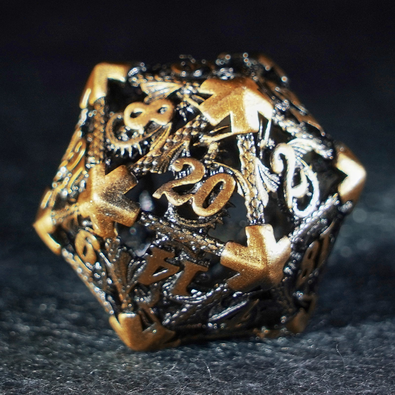 Golden Holy Dragon Metal Dice Set