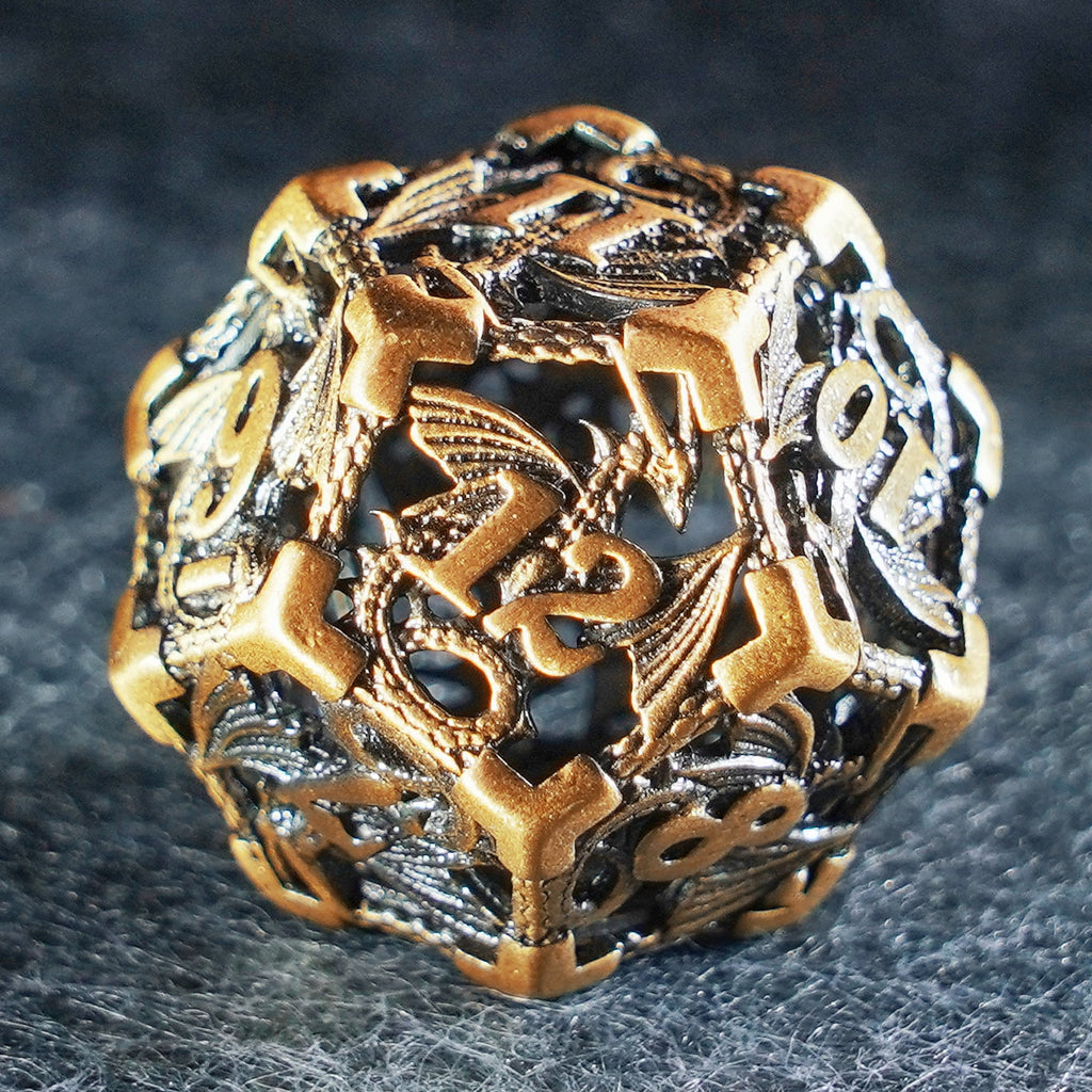 Golden Holy Dragon Metal Dice Set