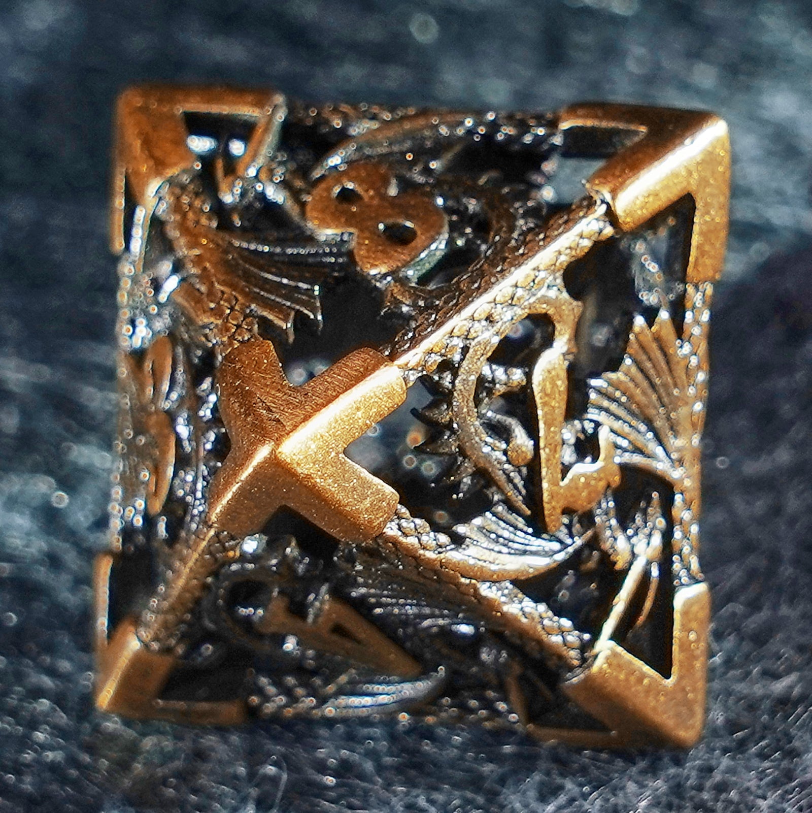Golden Holy Dragon Metal Dice Set