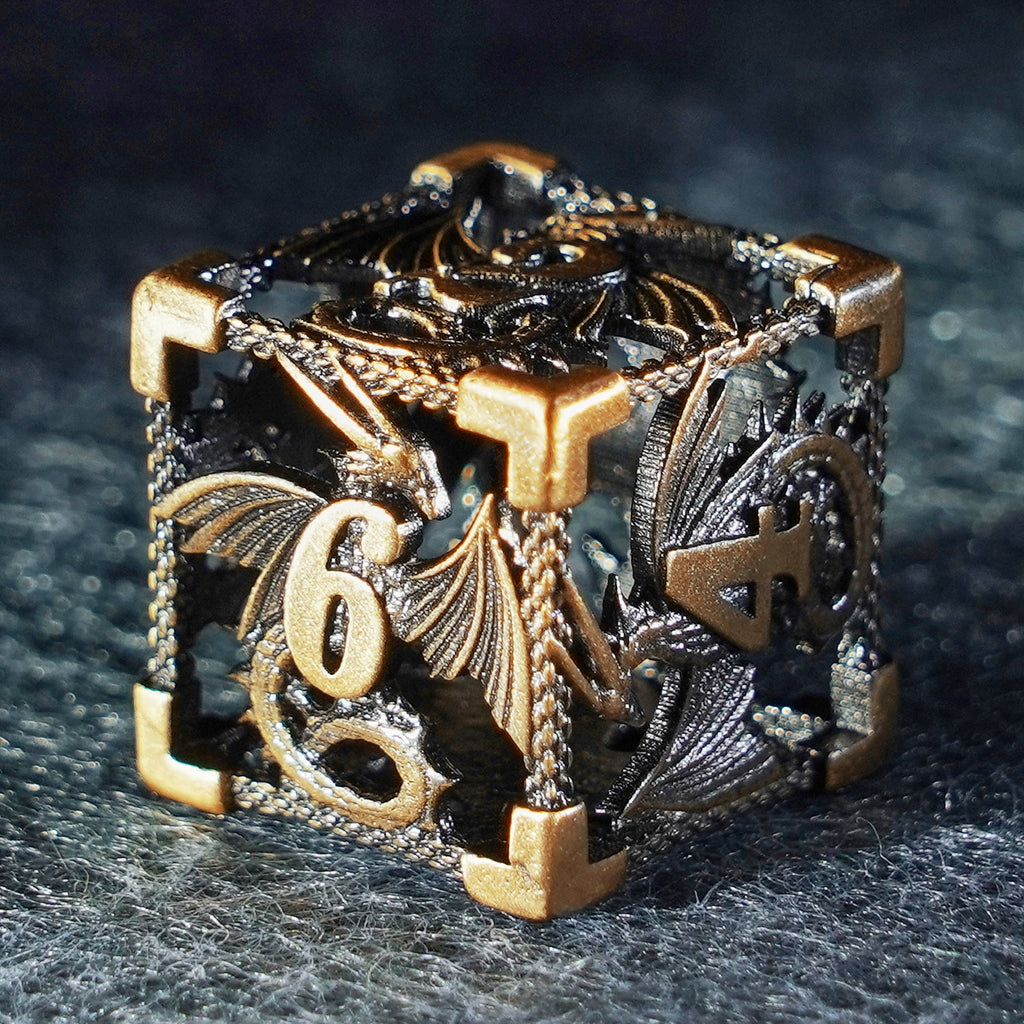 Golden Holy Dragon Metal Dice Set