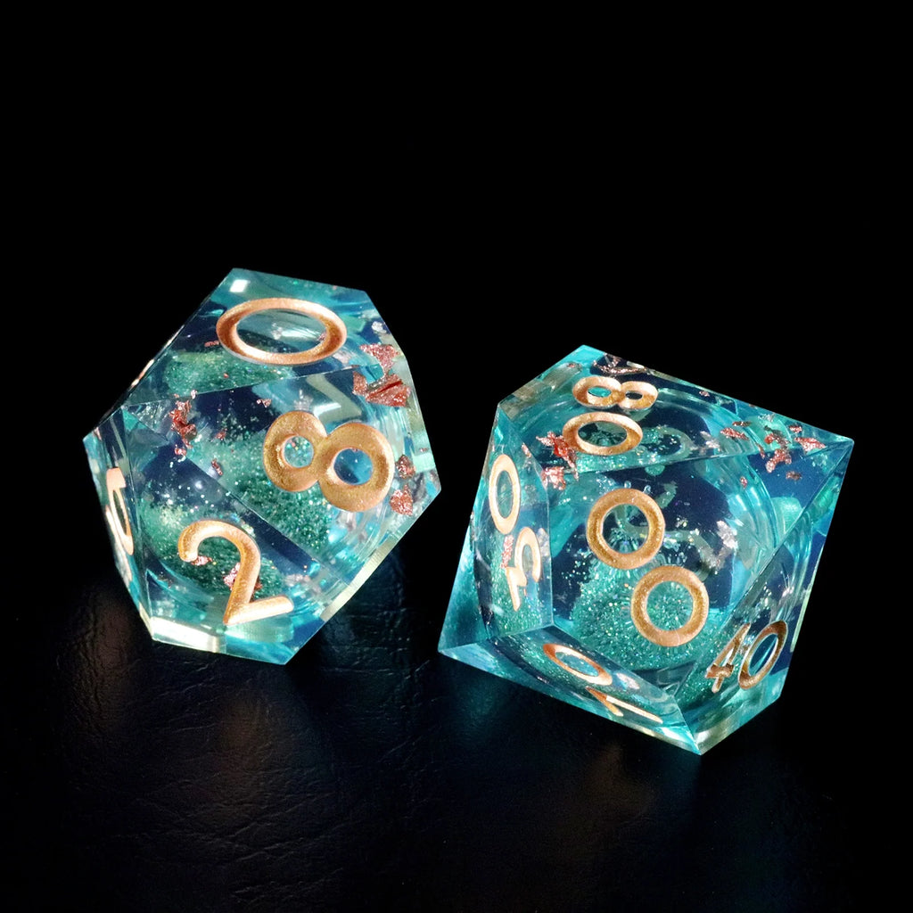 Golden Sands Green Years Resin Dice Set
