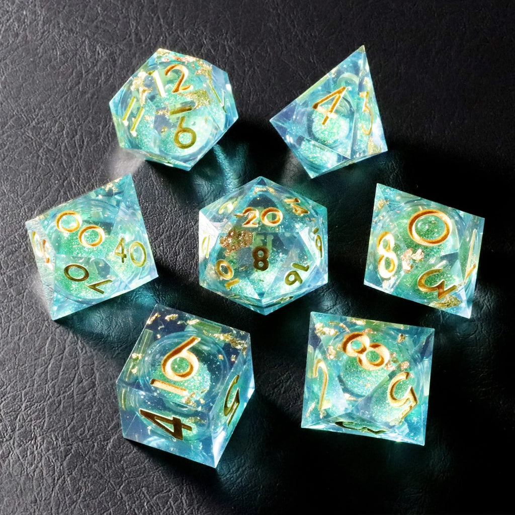 Golden Sands Green Years Resin Dice Set