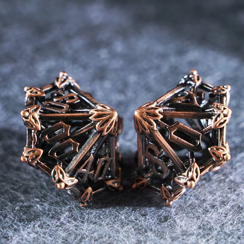 Floral Wings Hollowed Gold Metal Dice Set