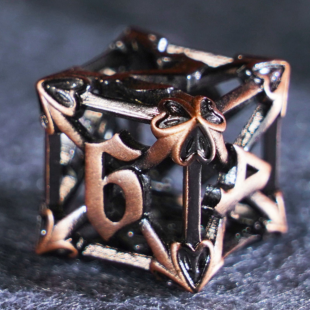 Floral Wings Hollowed Gold Metal Dice Set