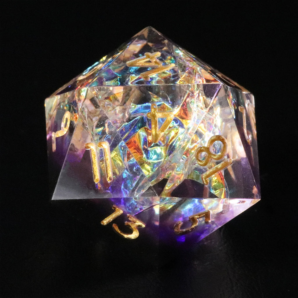 Purple Rose Candy Wrapper Holographic Resin Dice Set