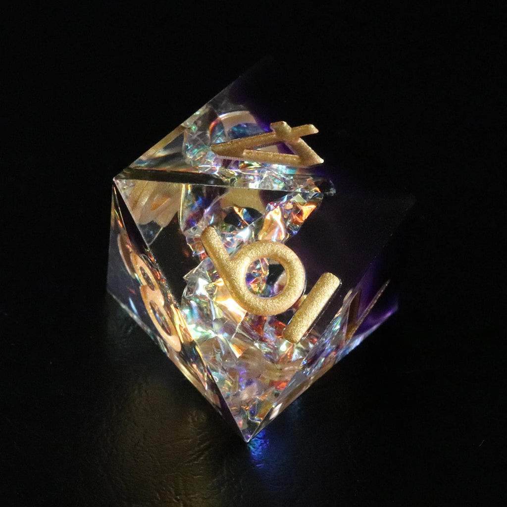 Purple Rose Candy Wrapper Holographic Resin Dice Set