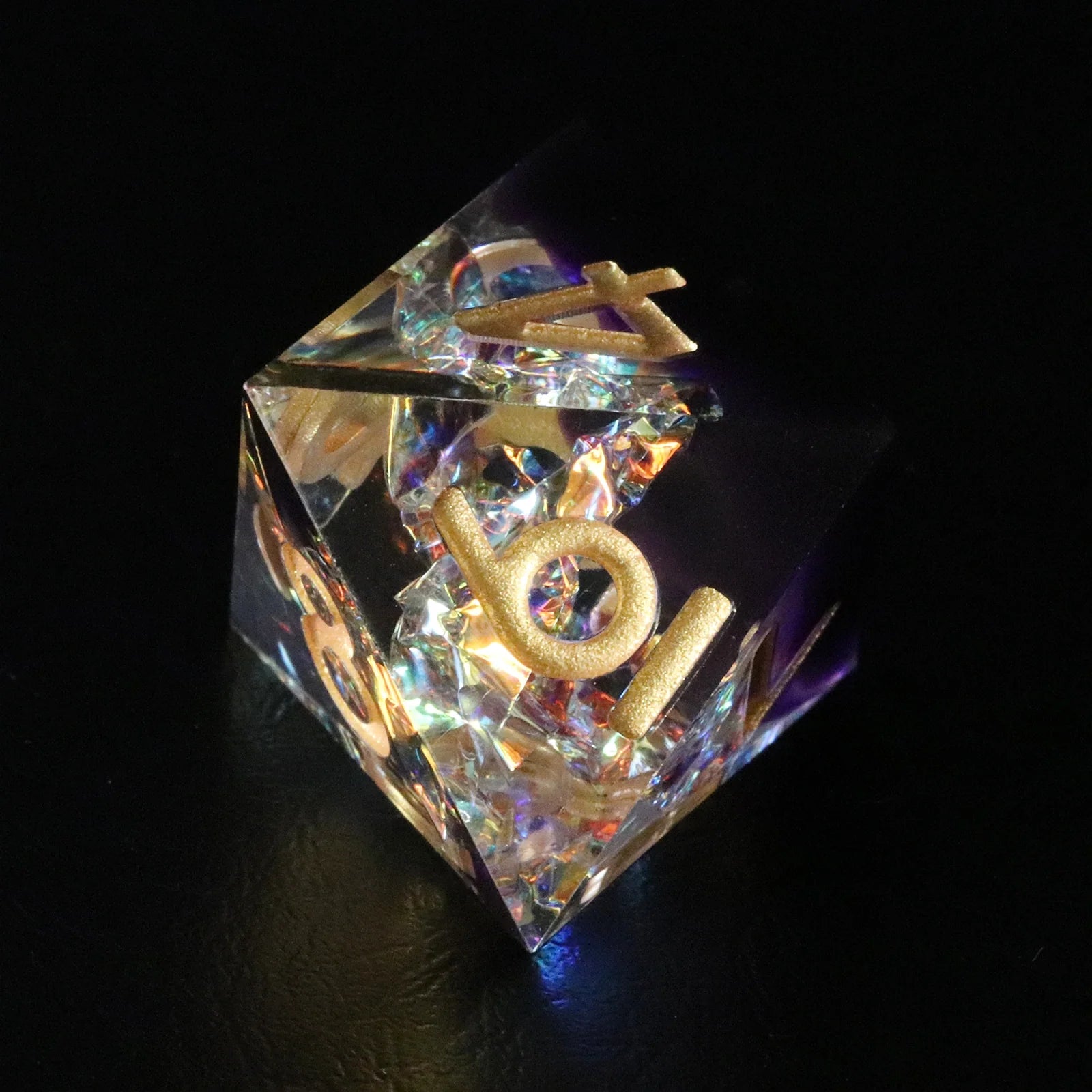 Purple Rose Candy Wrapper Holographic Resin Dice Set