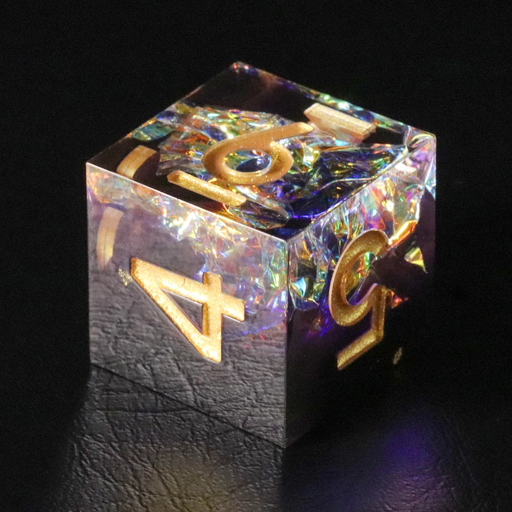 Purple Rose Candy Wrapper Holographic Resin Dice Set