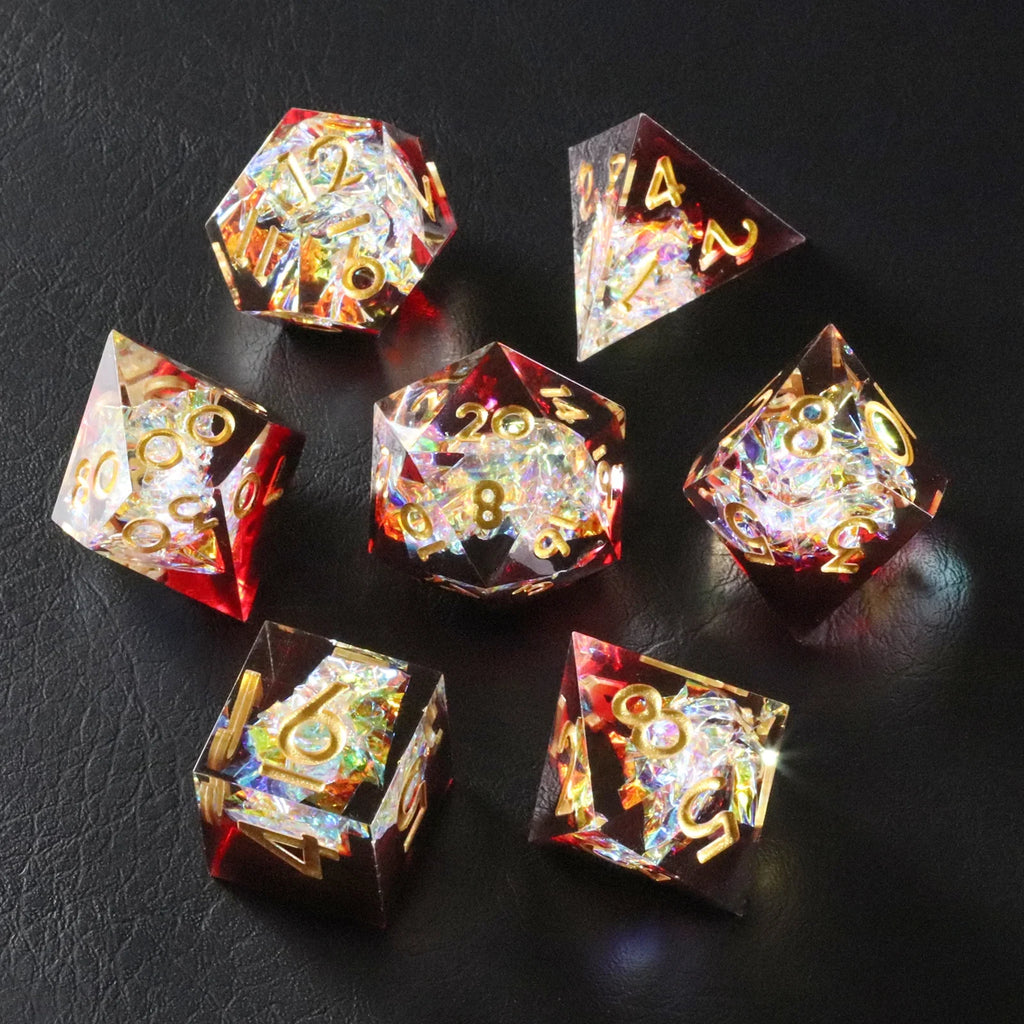 Red Wine Candy Wrapper Holographic Resin Dice Set