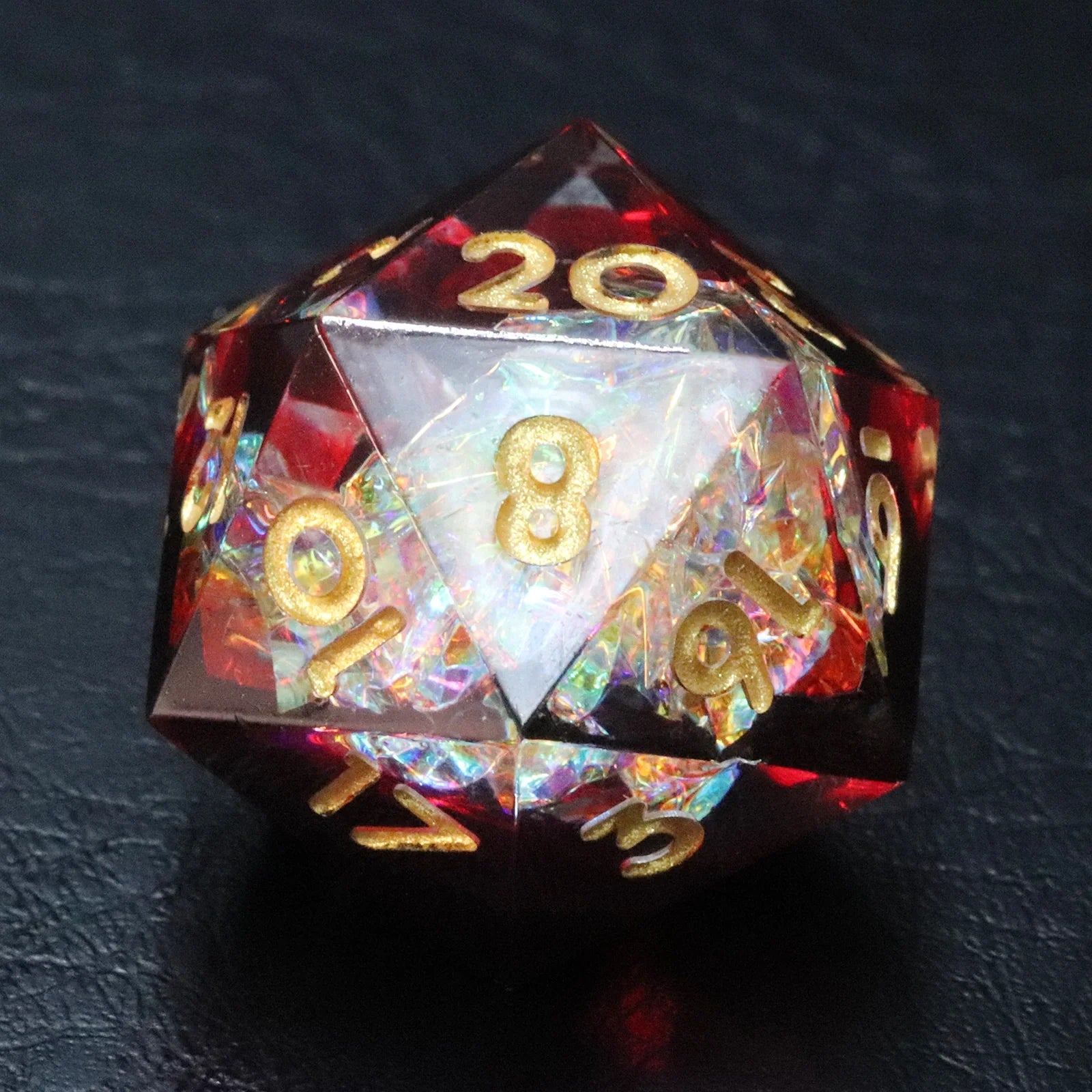 Red Wine Candy Wrapper Holographic Resin Dice Set