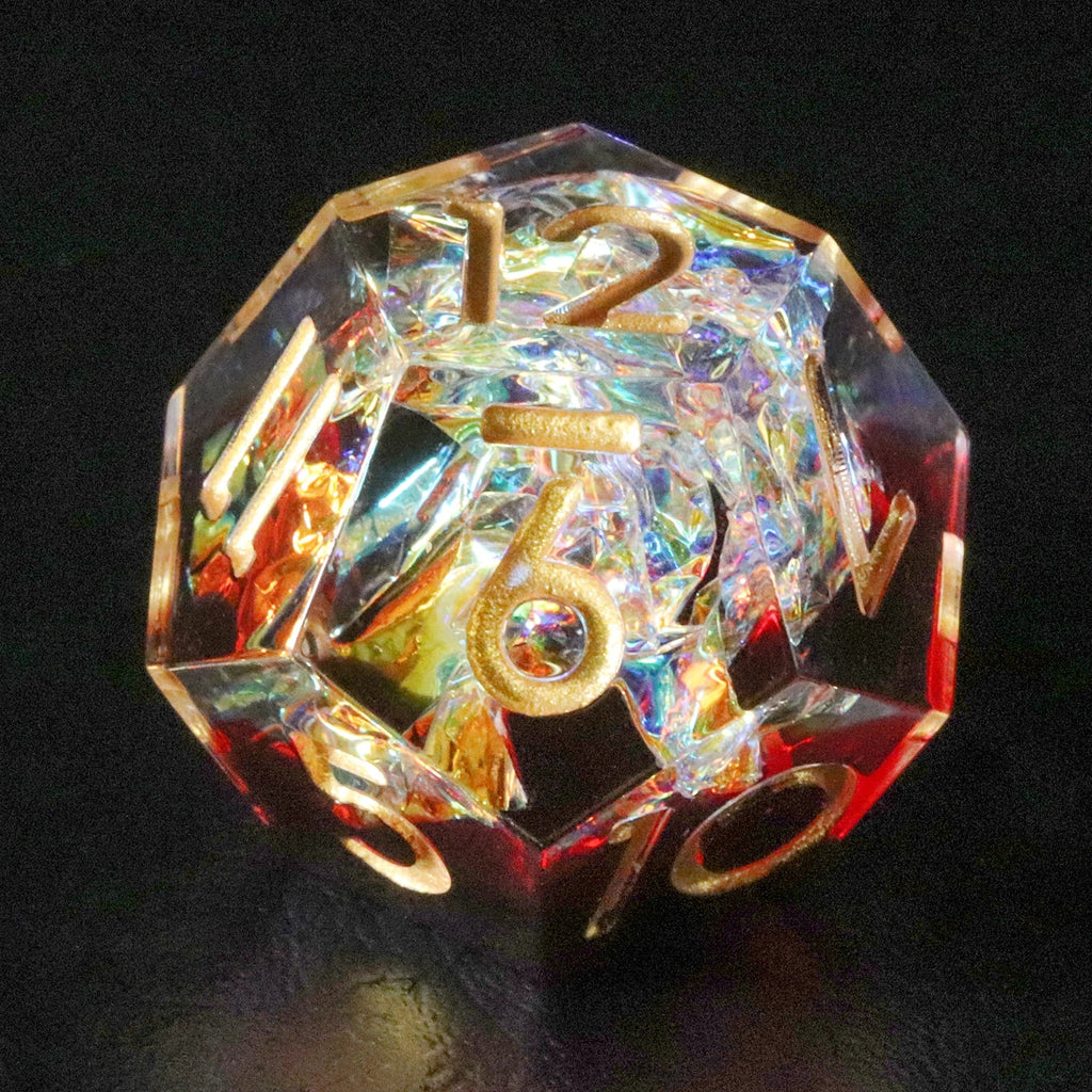 Red Wine Candy Wrapper Holographic Resin Dice Set