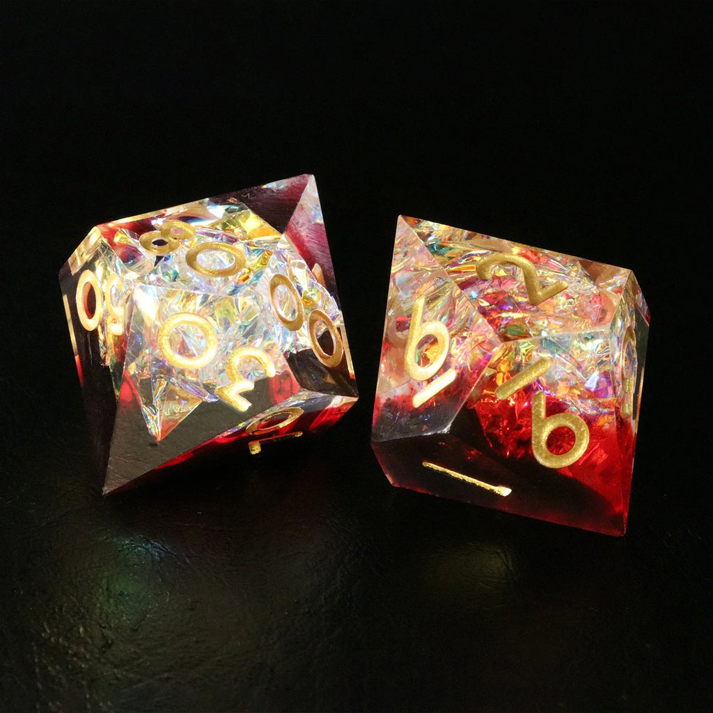 Red Wine Candy Wrapper Holographic Resin Dice Set