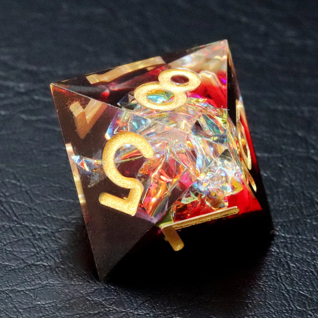 Red Wine Candy Wrapper Holographic Resin Dice Set