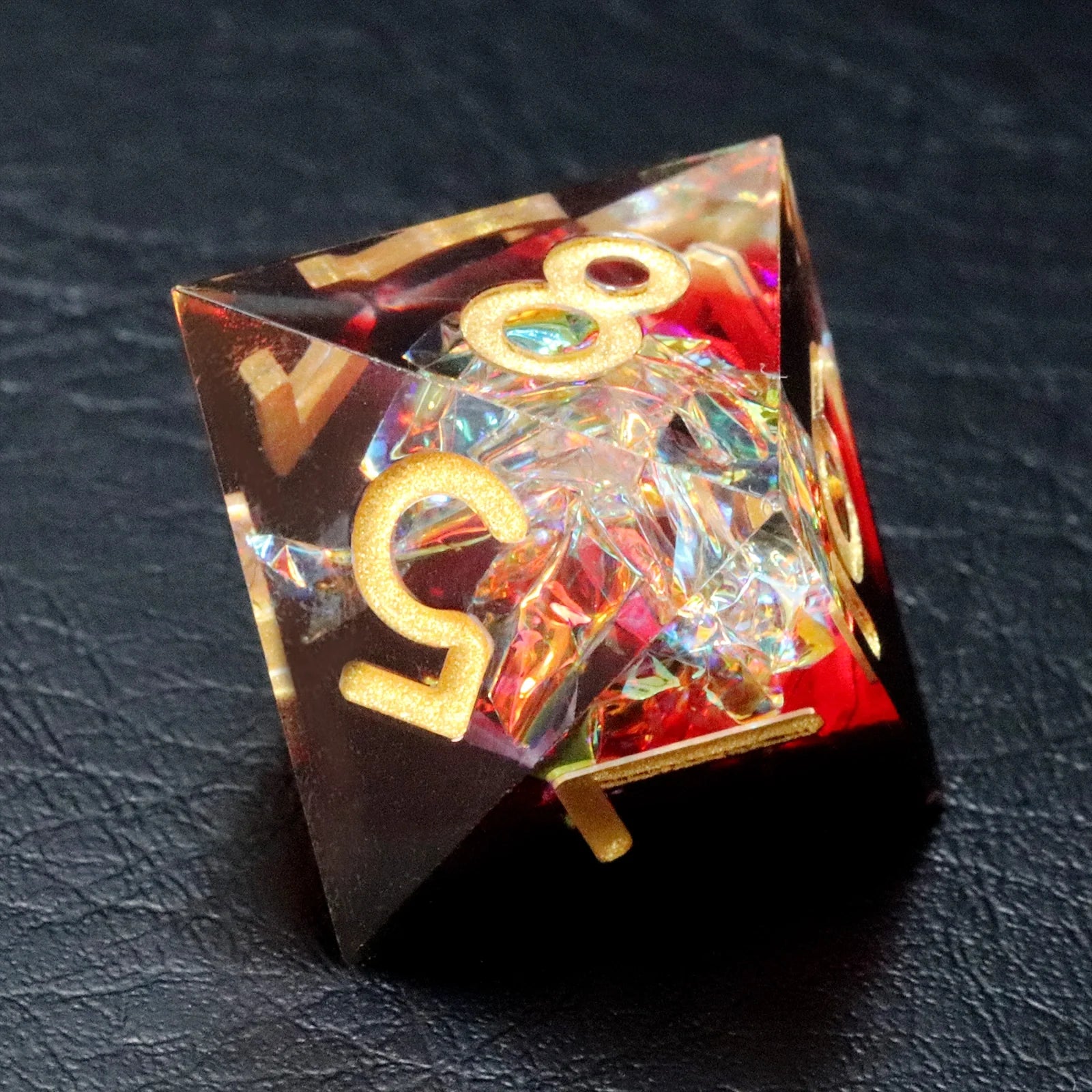 Red Wine Candy Wrapper Holographic Resin Dice Set