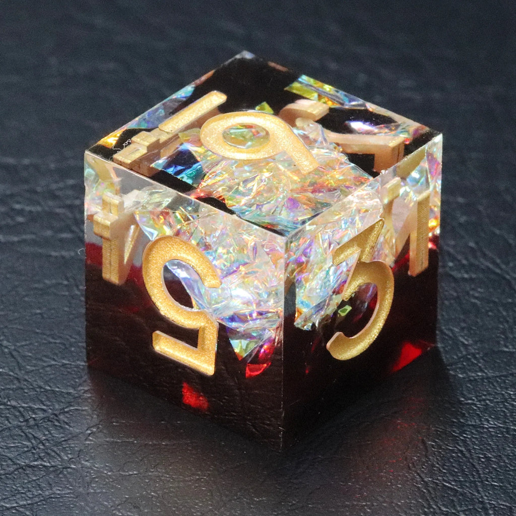 Red Wine Candy Wrapper Holographic Resin Dice Set
