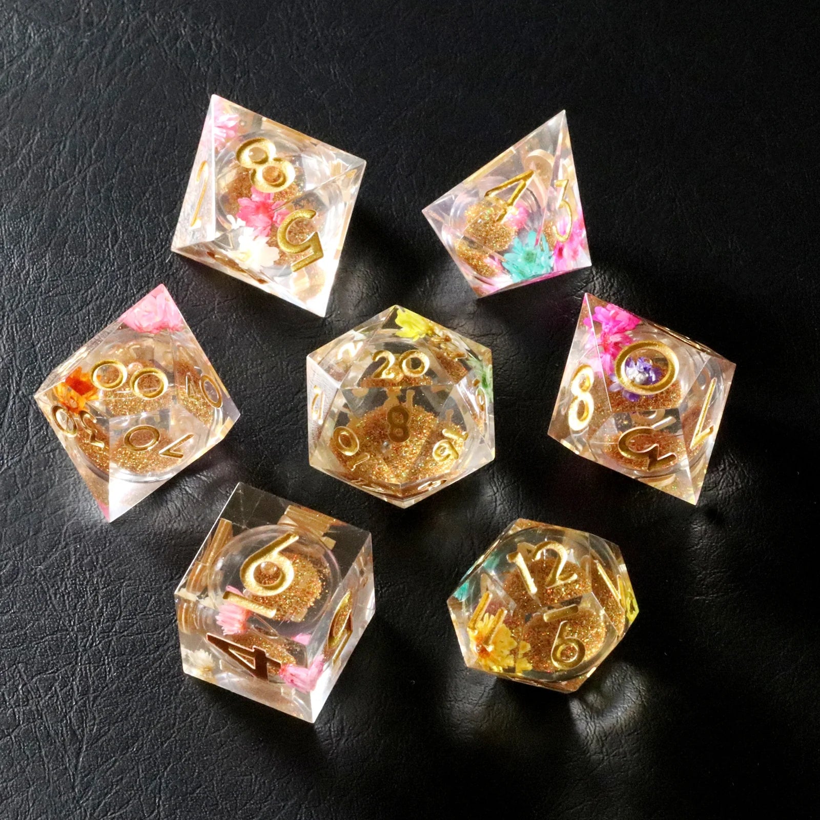Sands of Time Floral World Resin Dice Set