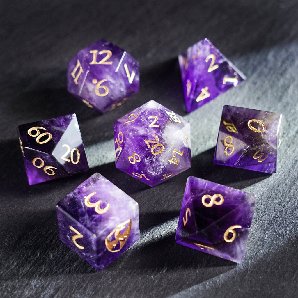 DragonStone Logo D&D Amethyst Dice Set