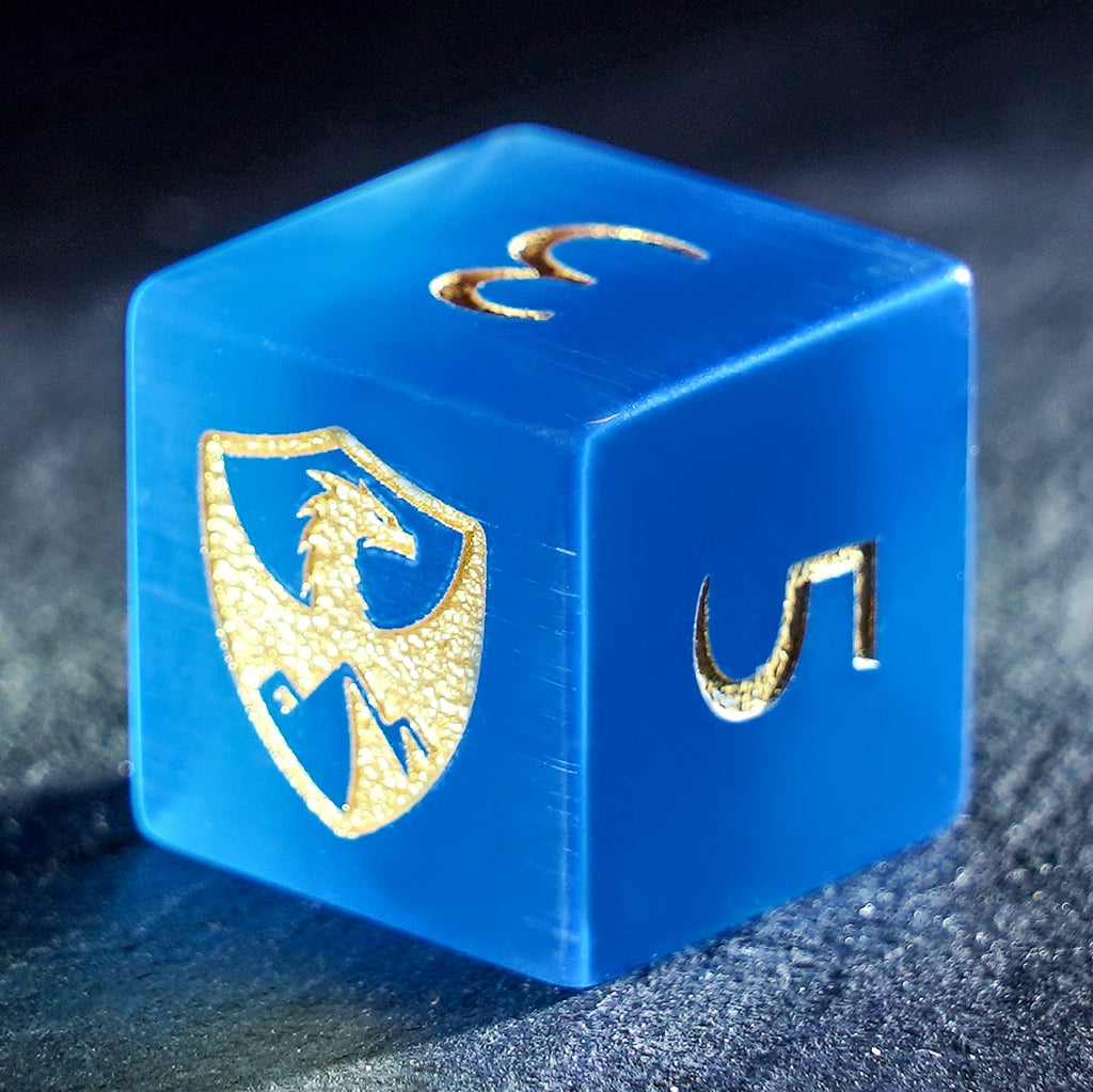 DragonStone Logo D&D Blue Cat’s Eye Dice Set