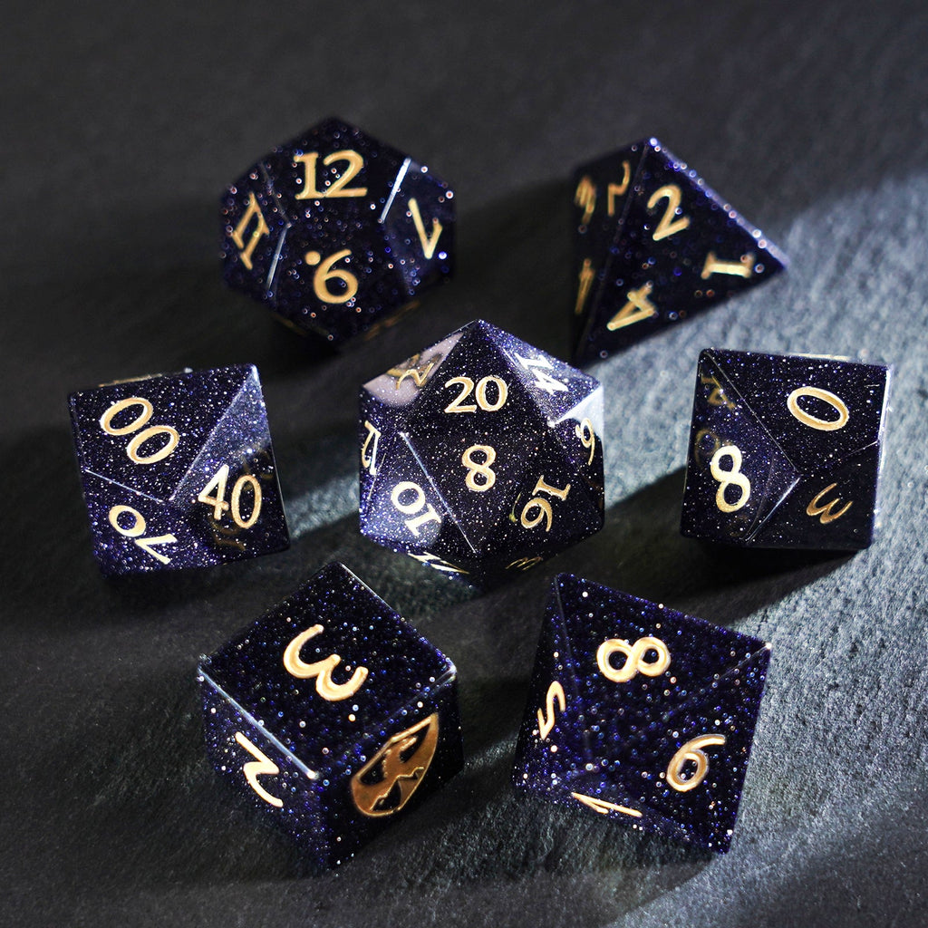 DragonStone Logo D&D Blue Sandstone Dice Set