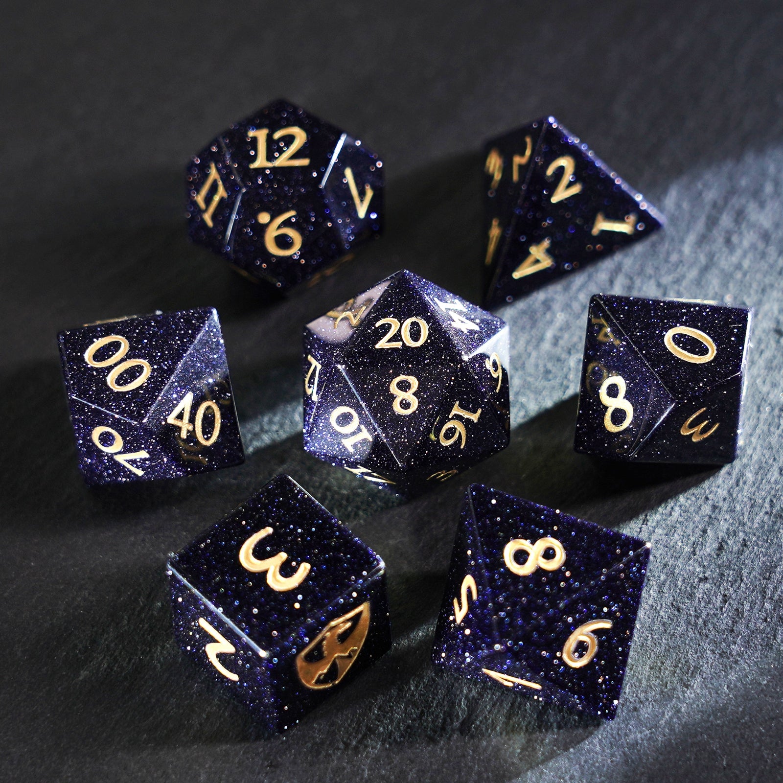 DragonStone Logo D&D Blue Sandstone Dice Set