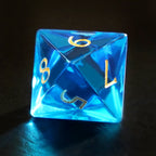 DragonStone Logo D&D Blue Zircon Engraved Glass Dice Set