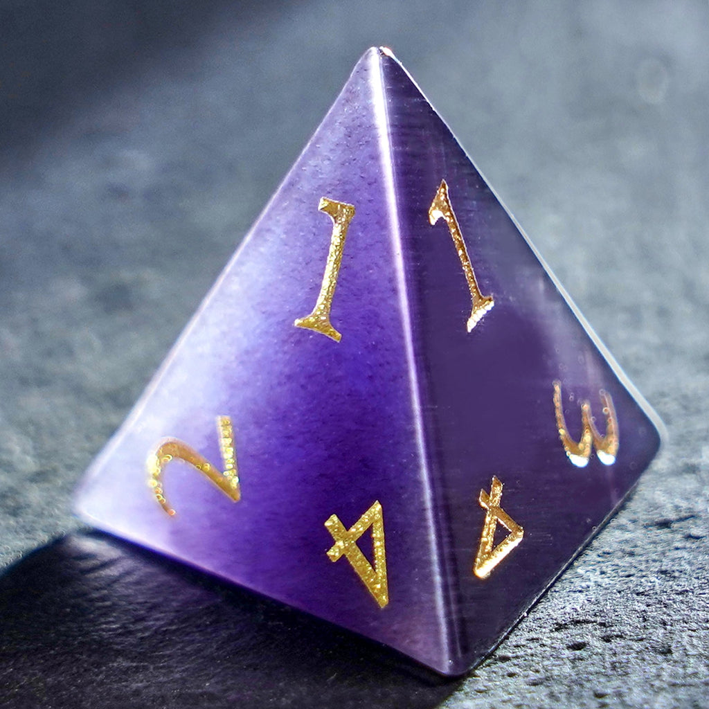 DragonStone Logo D&D Deep Purple Cat’s Eye Dice Set