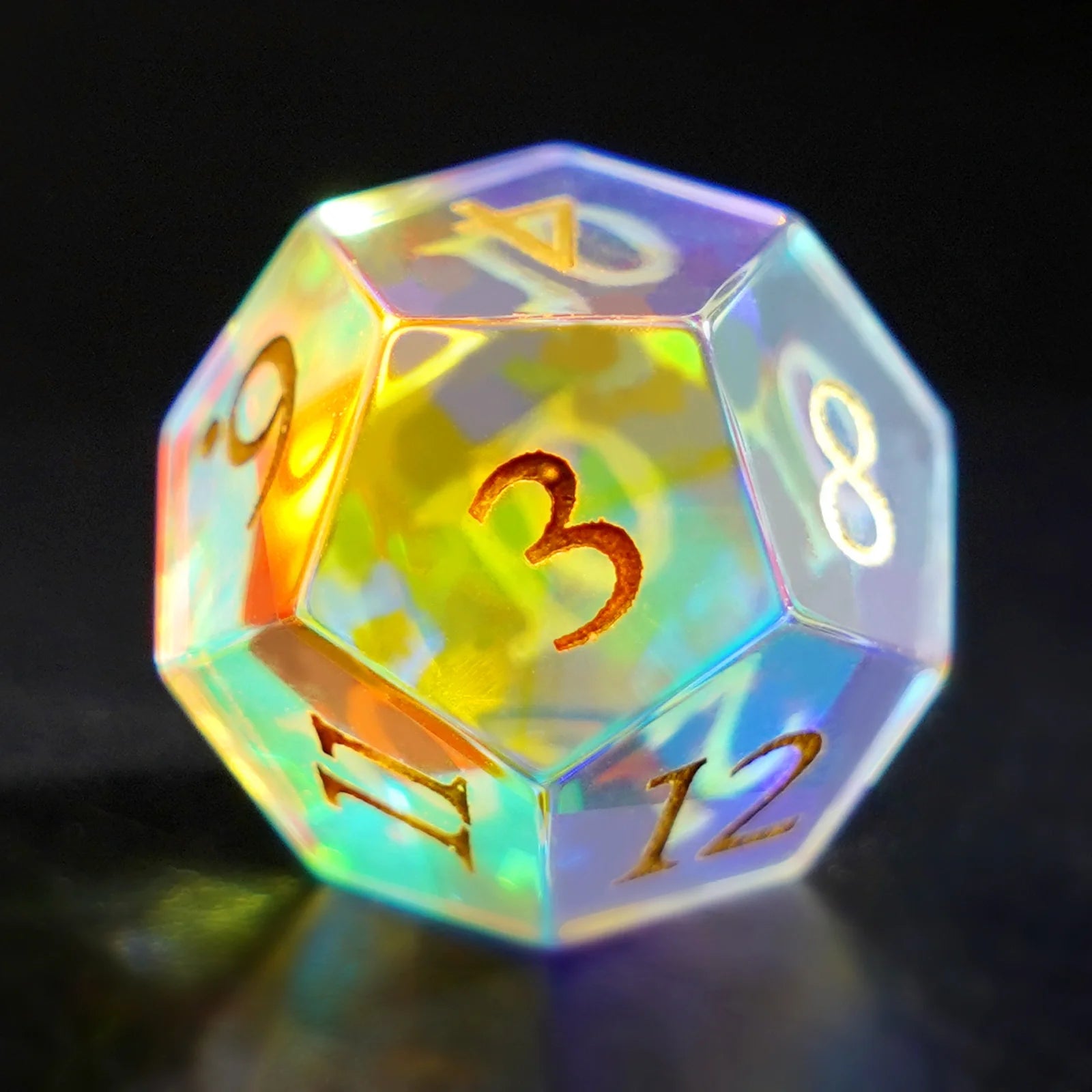 DragonStone Logo D&D K9 Engraved Dichroic Prism Glass Dice Set