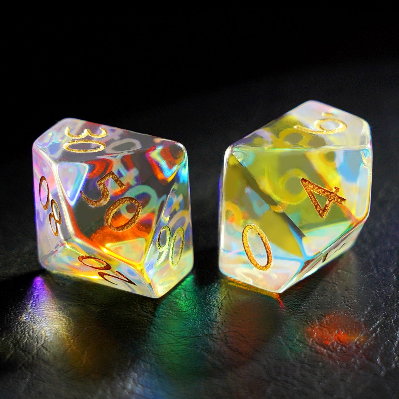 DragonStone Logo D&D K9 Engraved Dichroic Prism Glass Dice Set