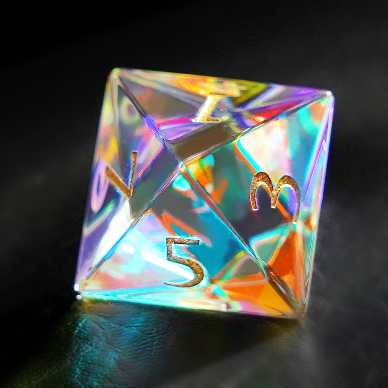 DragonStone Logo D&D K9 Engraved Dichroic Prism Glass Dice Set
