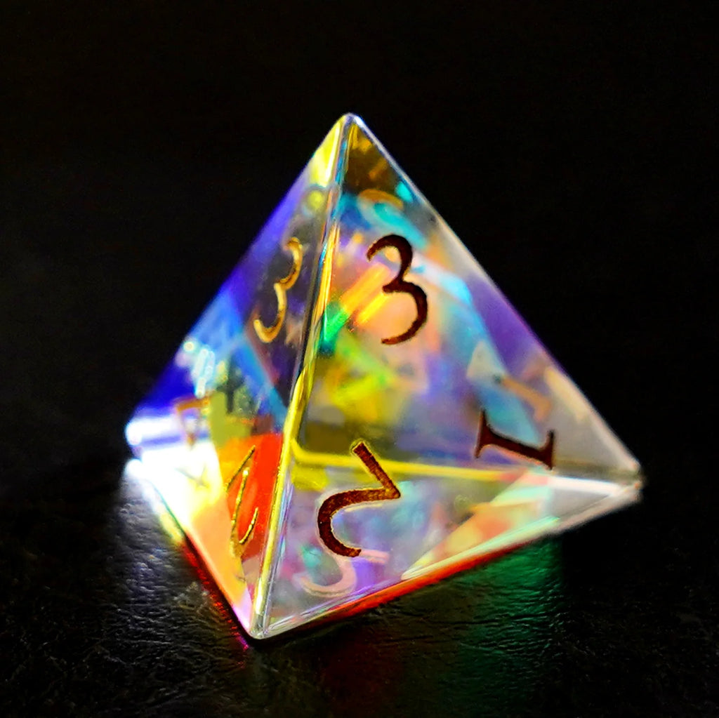 DragonStone Logo D&D K9 Engraved Dichroic Prism Glass Dice Set