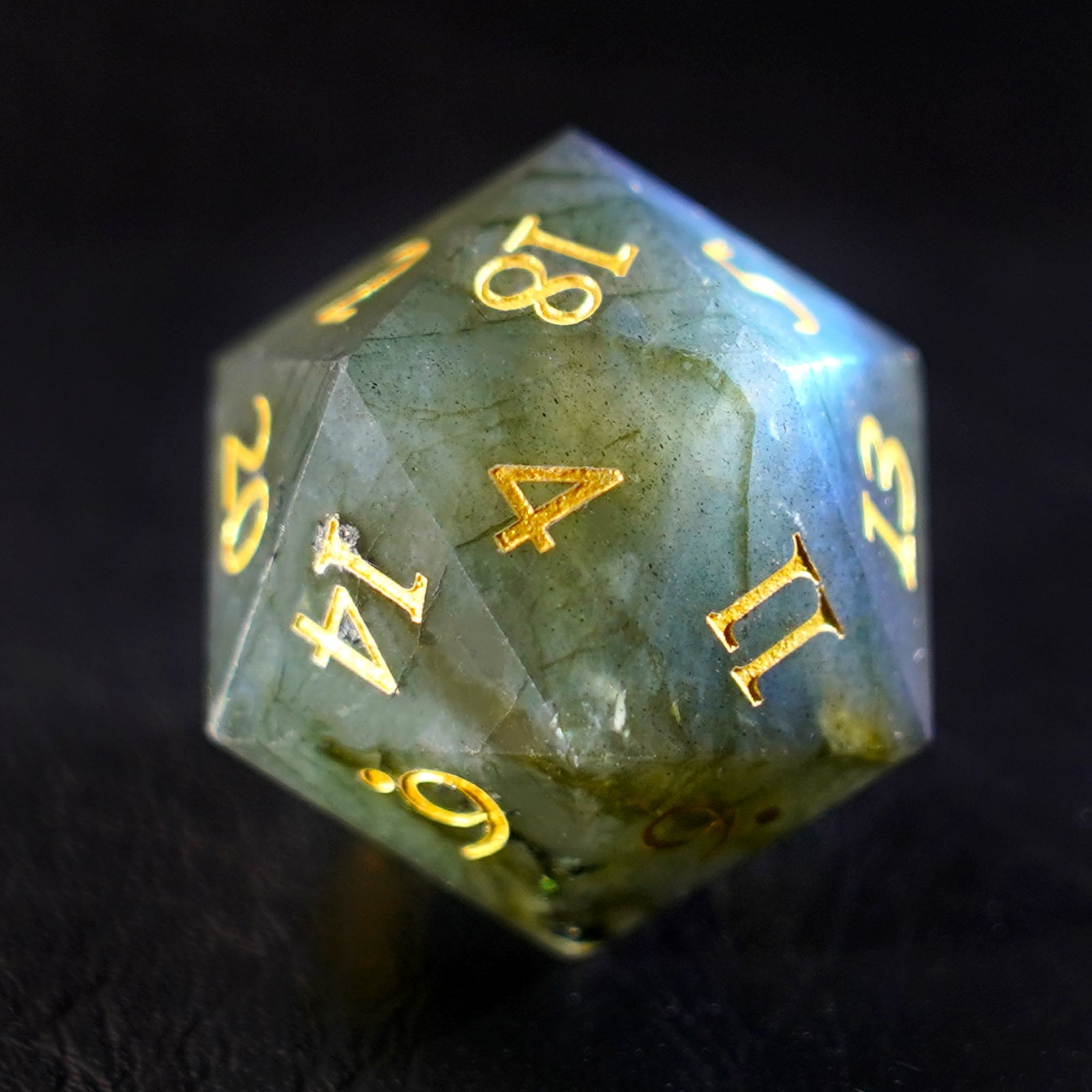DragonStone Logo D&D Labradorite Engraved Gemstone Dice Set